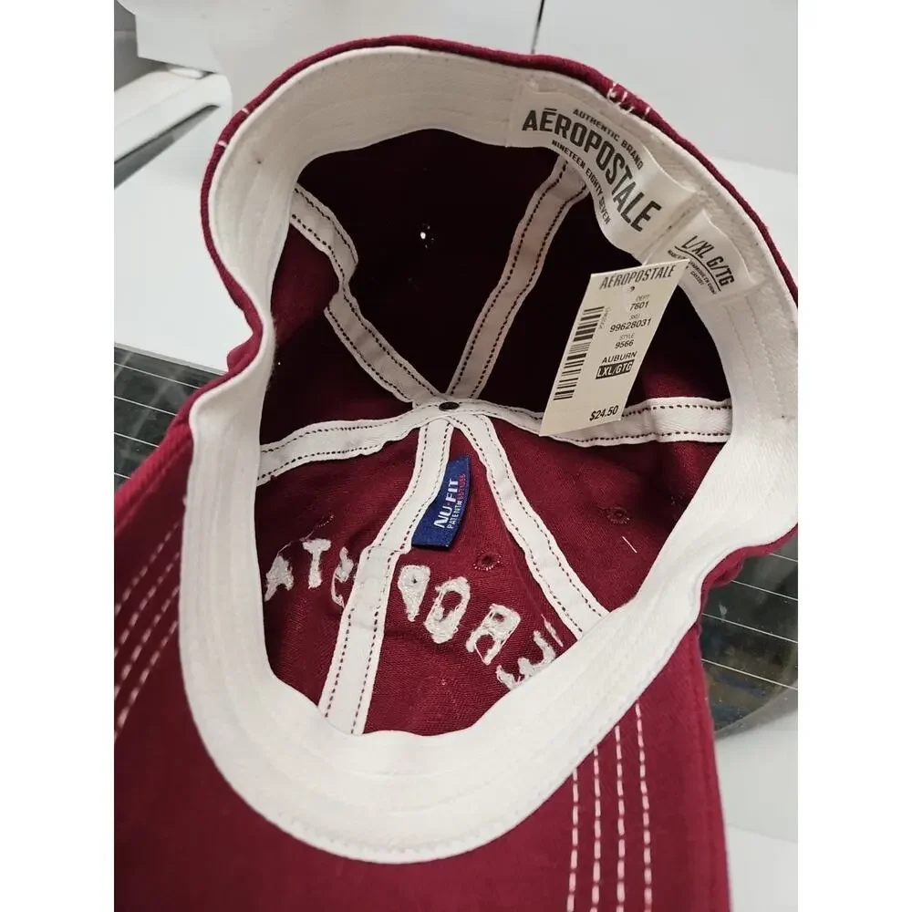 Aeropostale Distressed Hat Sz L/XL Baseball Ball Cap burgundy Gorpcore